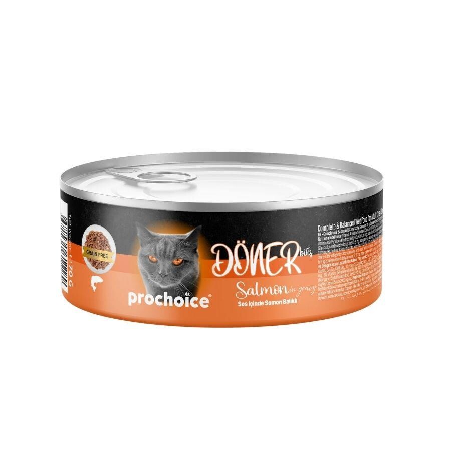 Prochoice Döner Bites Sos İçinde Somon Balıklı Yetişkin Kedi Konservesi 70 GR | SRC: Barcode: 8681465611189